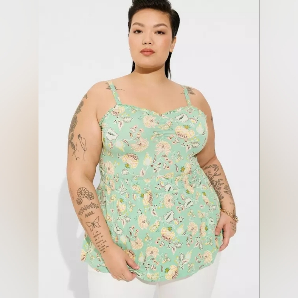 Torrid Mint Green Floral Babydoll Camisole Size 0